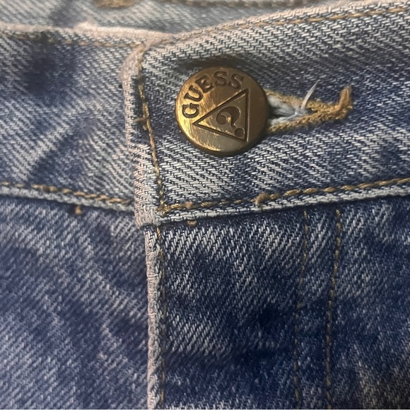 VINTAGE GUESS 90S HIGH RISE MOM JEANS LIGHT BLUE TRIANGLE LOGO ANKLE ZIPPERS - Picture 10 of 13